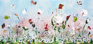 Auf dem Weg, 2020, Mischtechnik auf Leinwand, 51 x 105 cm